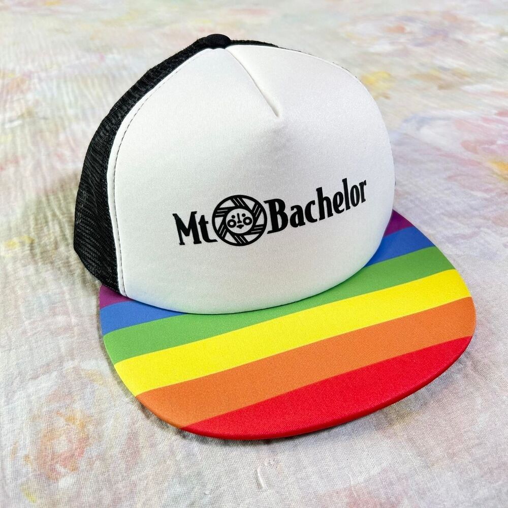 Mt Bachelor Ski Resort rainbow trucker hat